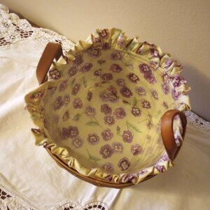 Longaberger 1992 Violet Basket May Series Round with Leather Handles